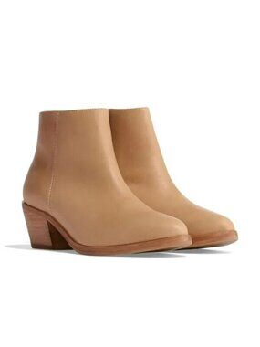Nisolo Marissa Heeled Zip Leather Ankle Boots Womens 8.5 Carmel  NEW